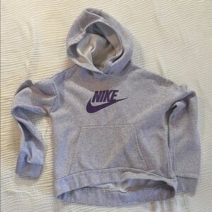 Nike Heather Gray Hoodie with Purple Swoosh